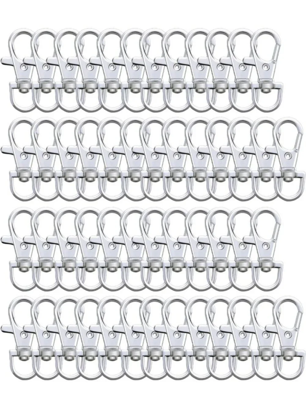 100 Metal Swivel Snap Hooks & Split Key Rings for Keychains - Durable